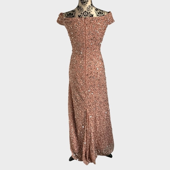 Adrianna Papell Sequin Off The Shoulder Gown - Picture 5 of 12